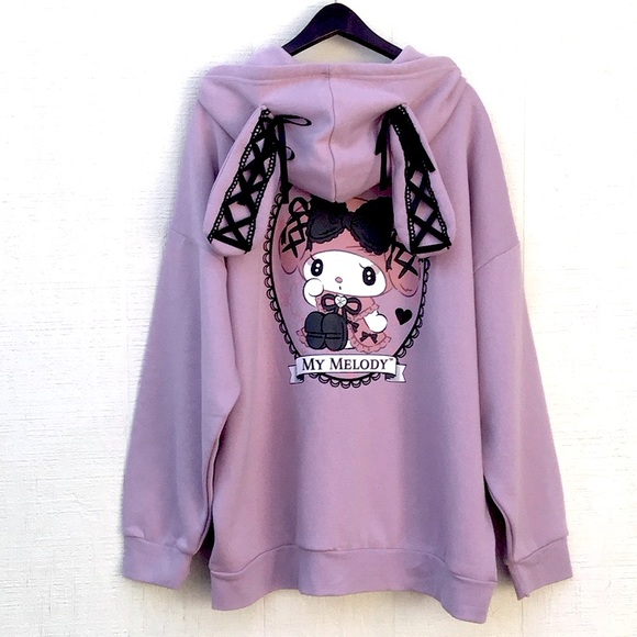 Sanrio Sweaters - My Melody Sanrio Lolita lilac oversized lace ear hoodie may fit sizes Xl-1X